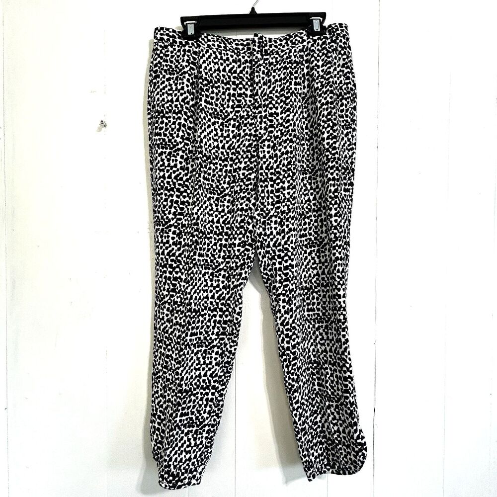 Banana Republic White Black Printed Soft Ankle Pant Size 6 Mid-Rise With Pockets
